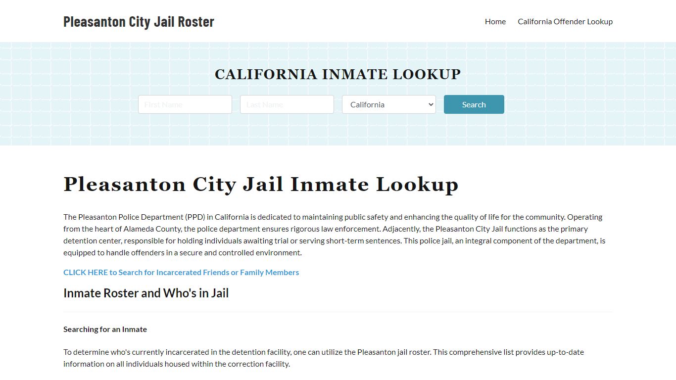 Pleasanton Police Department & City Jail, CA Inmate Roster, Arrests ...