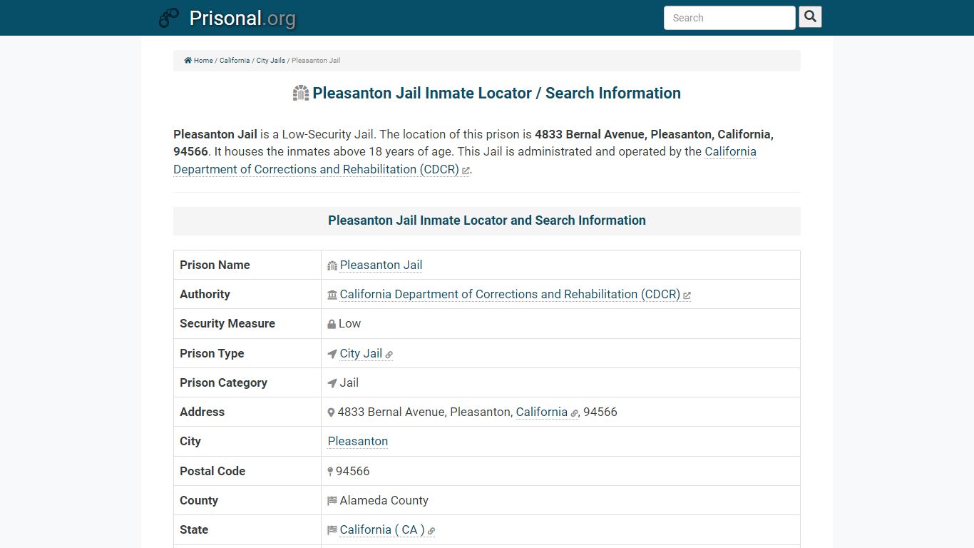 Pleasanton Jail-Inmate Locator/Search Info, Phone, Fax, Email, Visiting ...