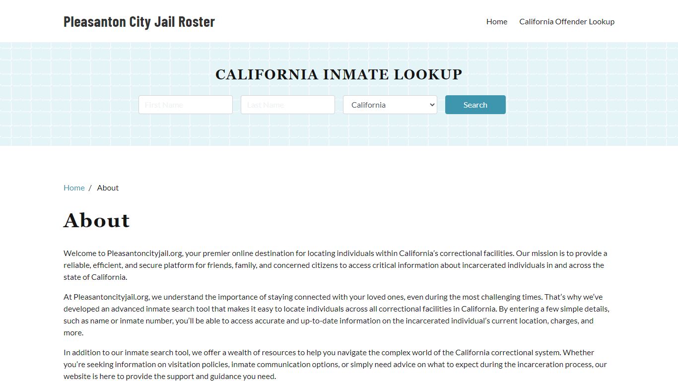 About - pleasantoncityjail.org